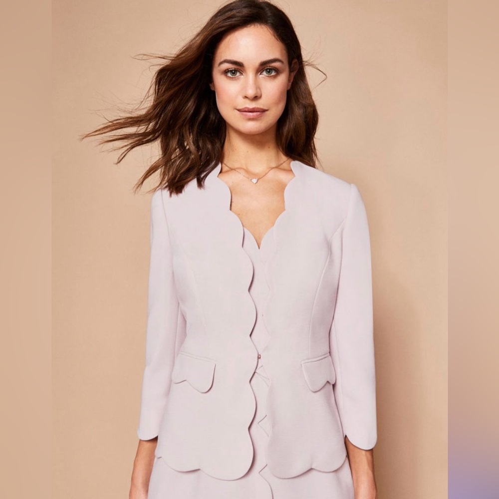 TED BAKER Rubeye Scallop Blazer Jacket SZ 2 US 6 Like New! Lavender/Pink